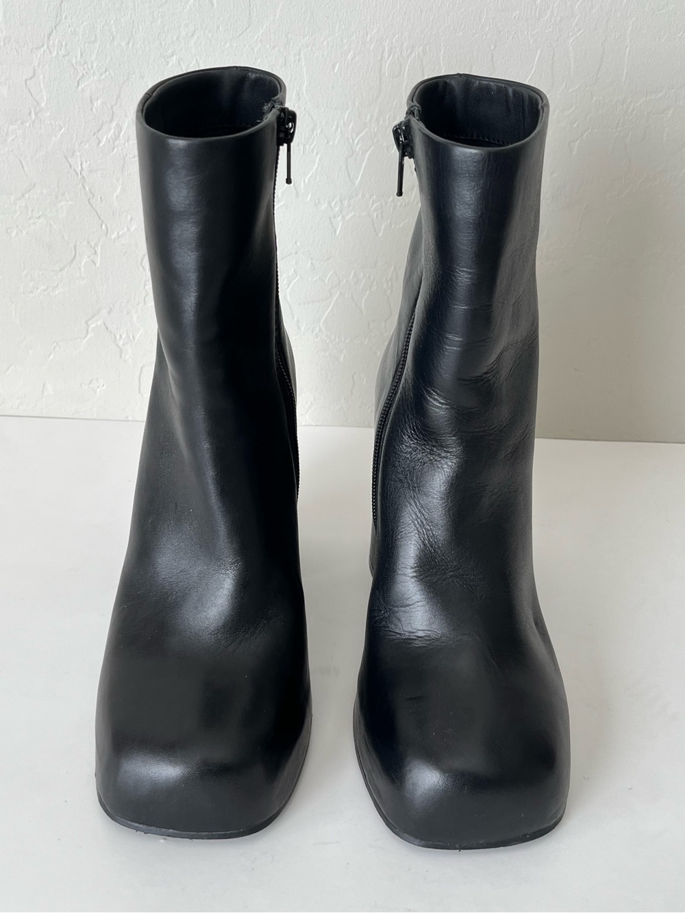 Steve Madden Cami Platform Chunky Square Toe Leather Boots Black Size 7.5 - Picture 4 of 9